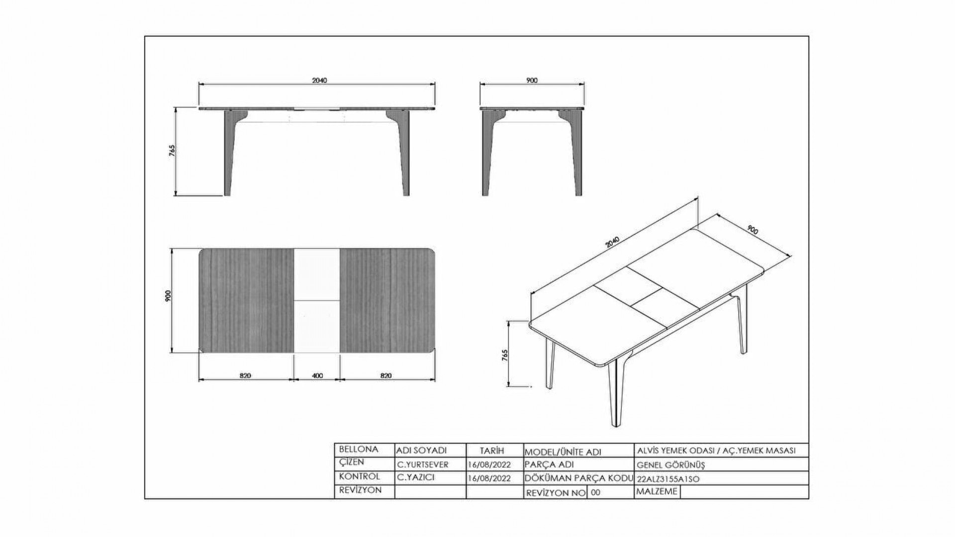 Alvis Esstisch, ausziehbar
