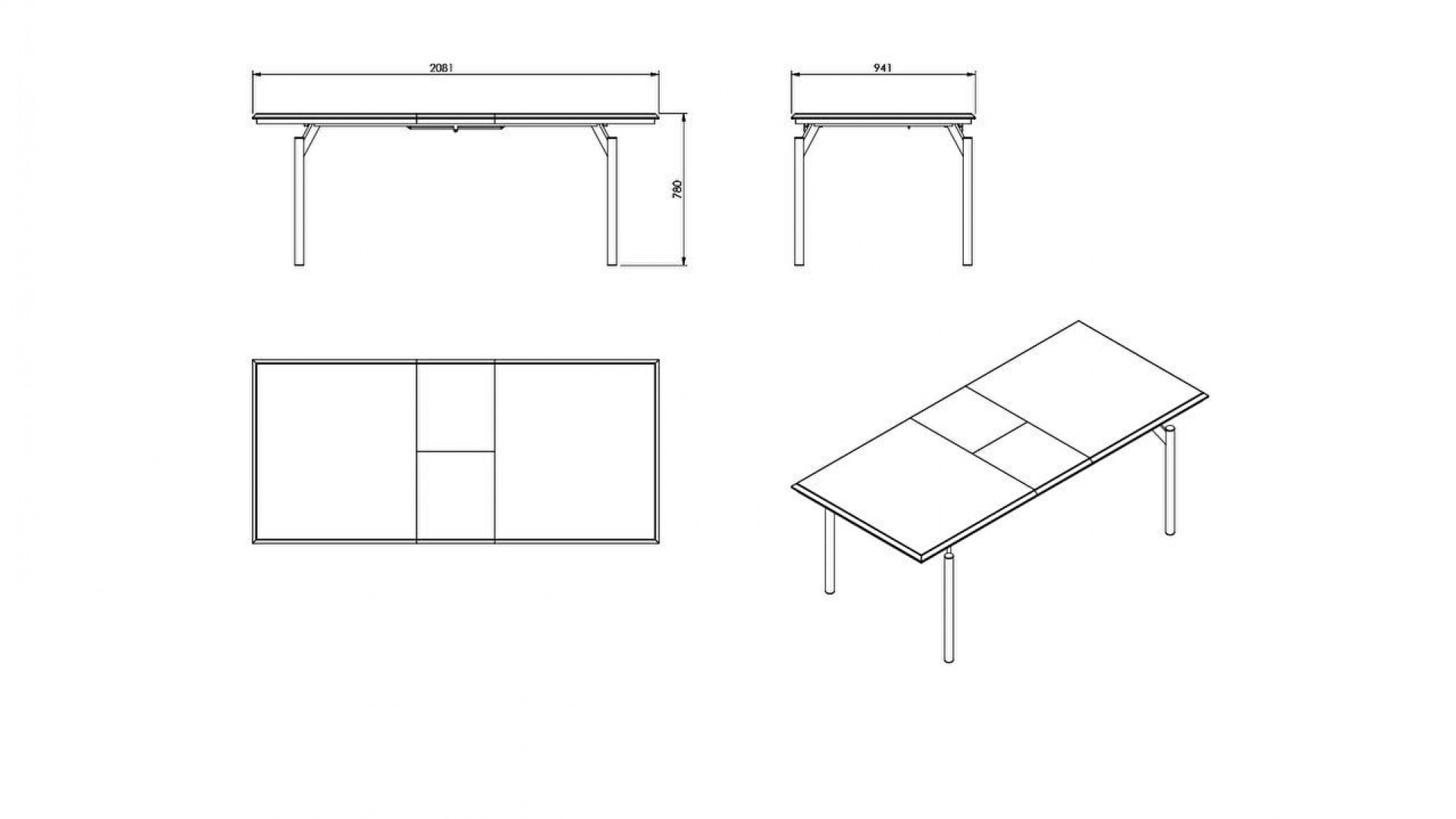 Havanna Esstisch, ausziehbar