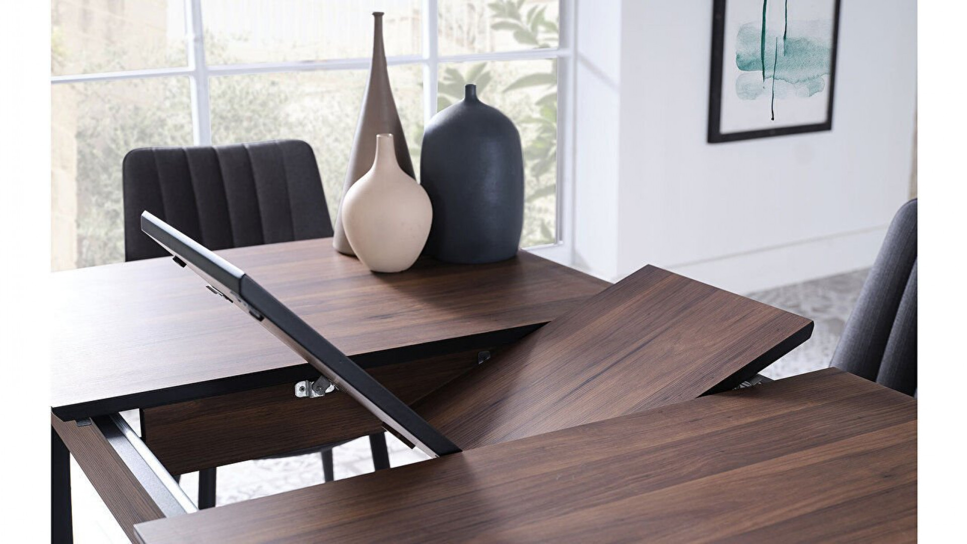 Kolin Esstisch Schwarz, ausziehbar