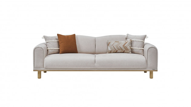 Boheems 3er-Sofa - Creme - Kiremit Kırlent