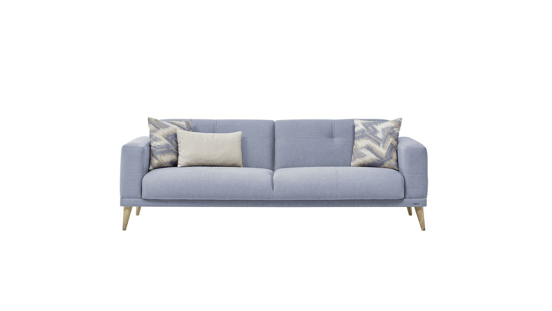 Caldera 3er-Sofa - Blau - Eiche-Füße