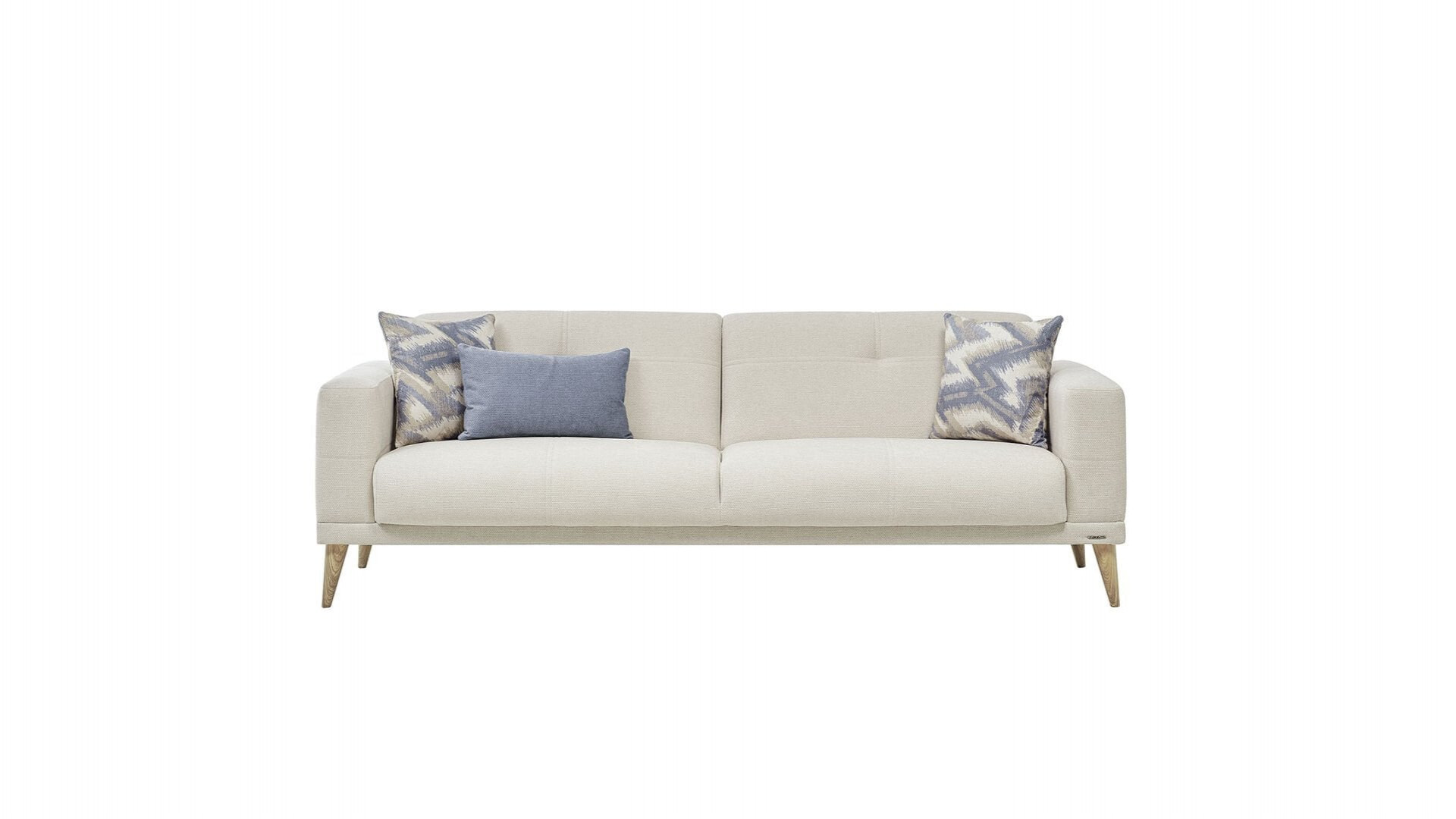 Caldera 3er-Sofa - Creme - Eiche-Füße
