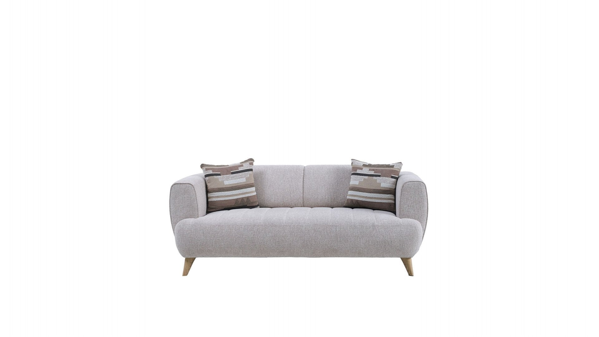 Mona 2er-Sofa - Beige - Eiche-Füße