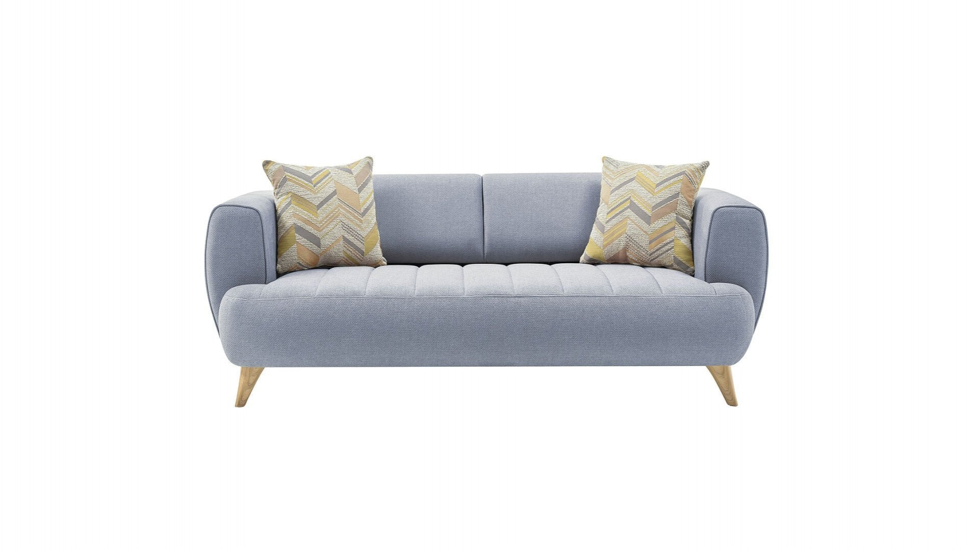 Mona 2er-Sofa - Blau - Eiche-Füße