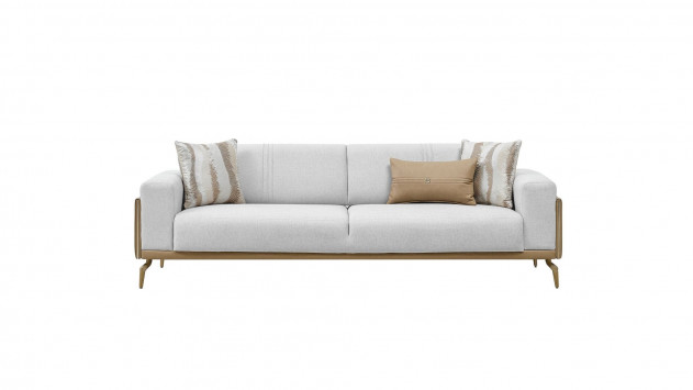 Montella 3er-Sofa - Taupe - Kahve - Gelb-Füße