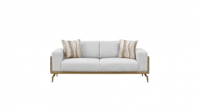 Montella 2er-Sofa - Taupe - Kahve - Gelb-Füße