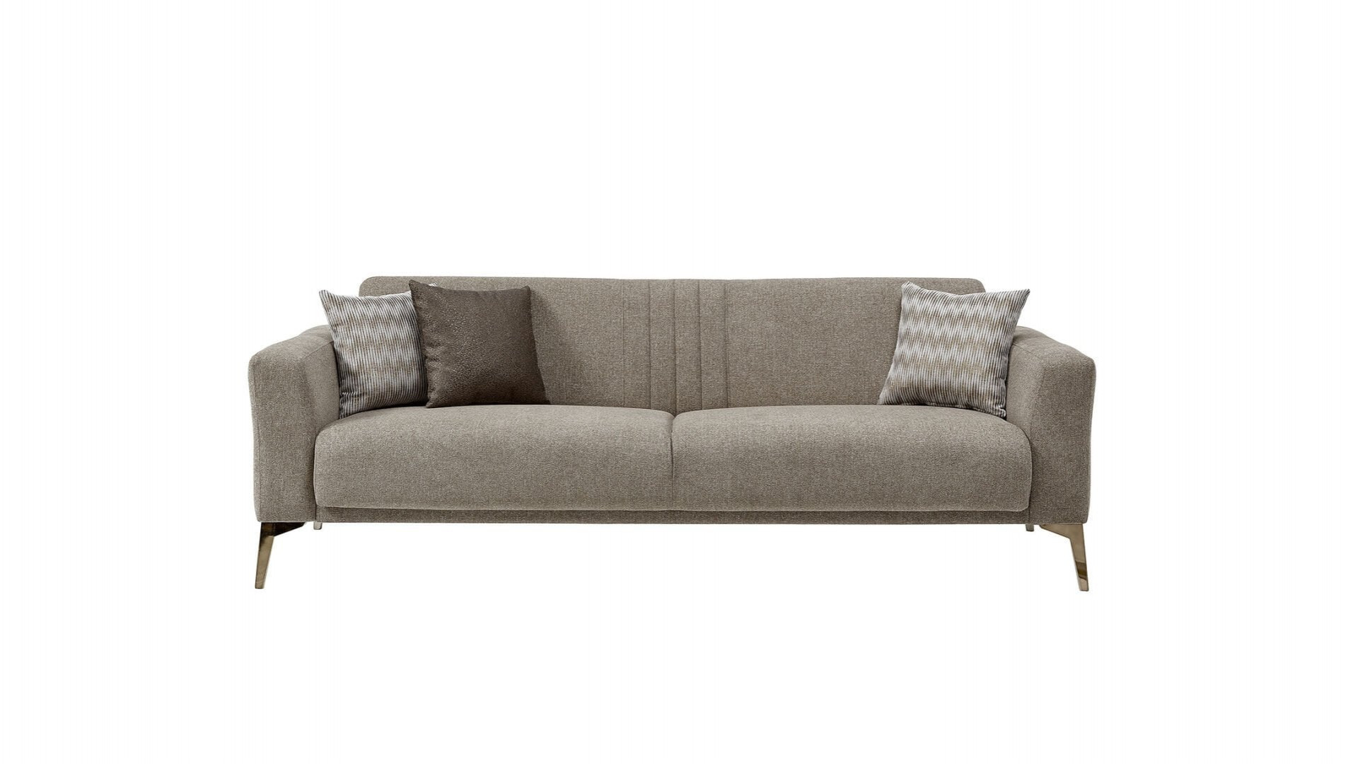 Nadia 3er-Sofa - Taupe - Bronz-Füße