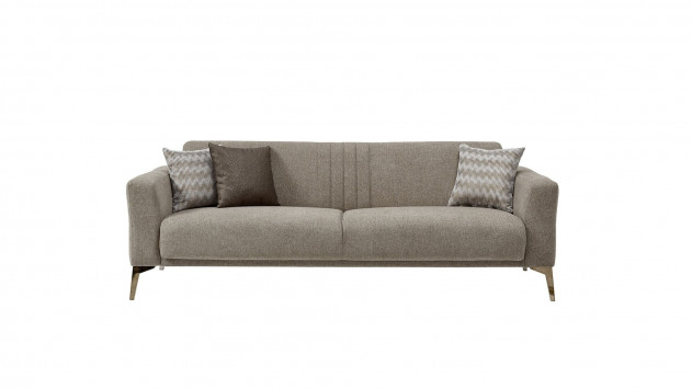 Nadia 3er-Sofa - Taupe - Bronz-Füße