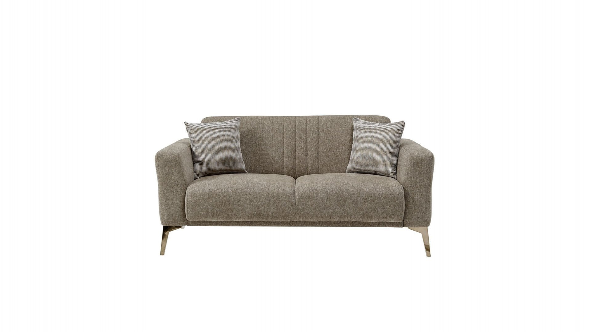 Nadia 2er-Sofa - Taupe - Bronz-Füße