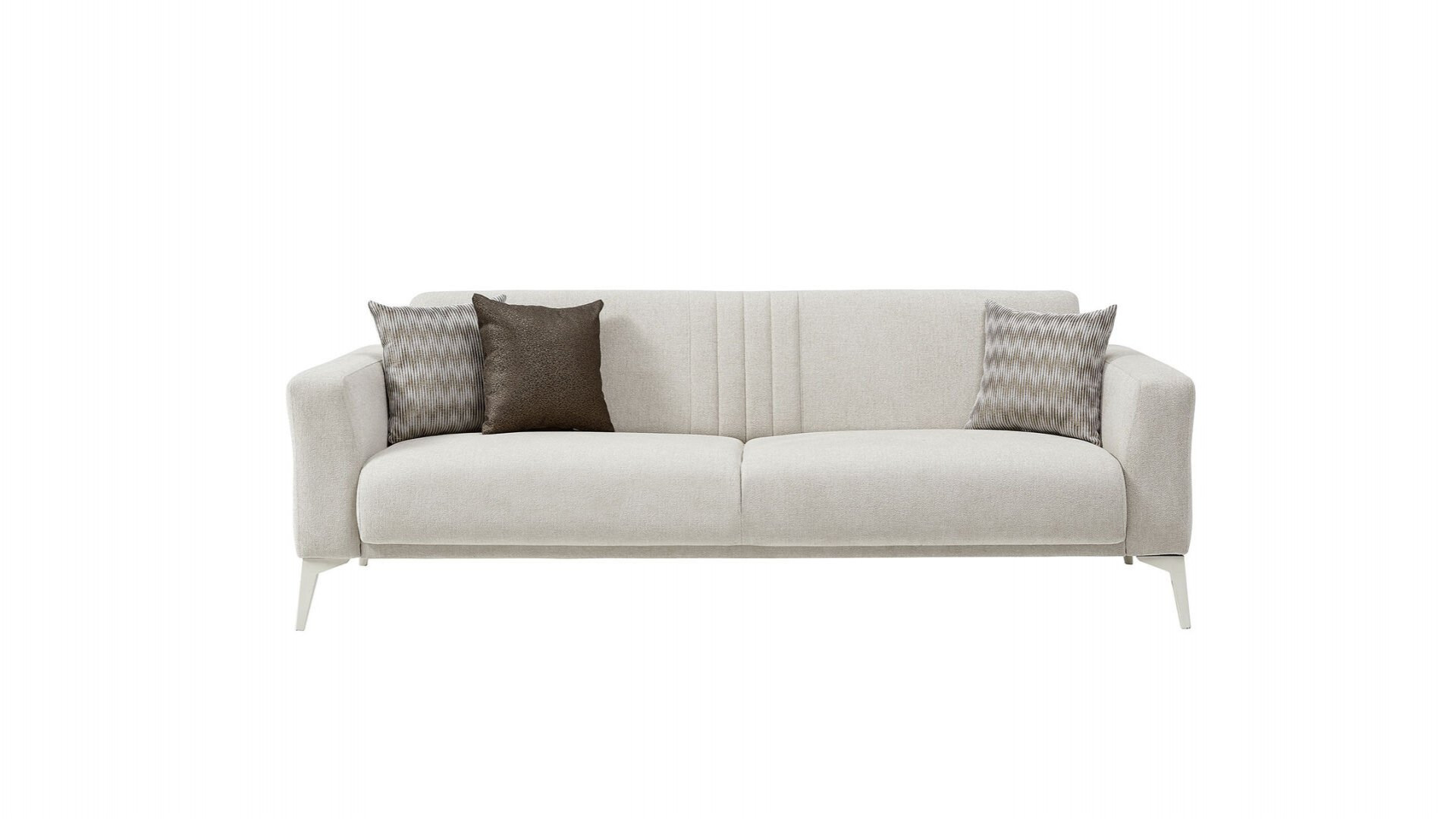 Nadia 3er-Sofa - Creme - Weiß-Füße