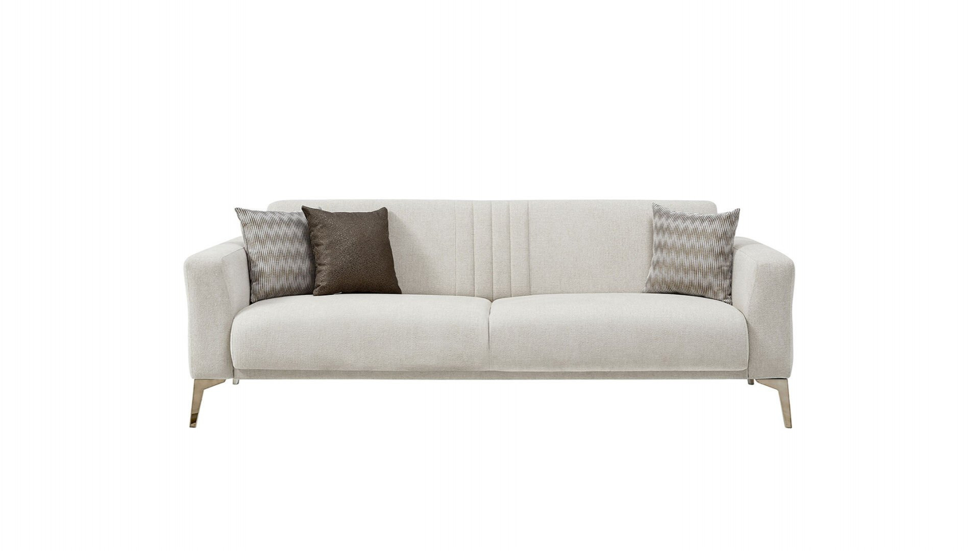 Nadia 3er-Sofa - Creme - Bronz-Füße