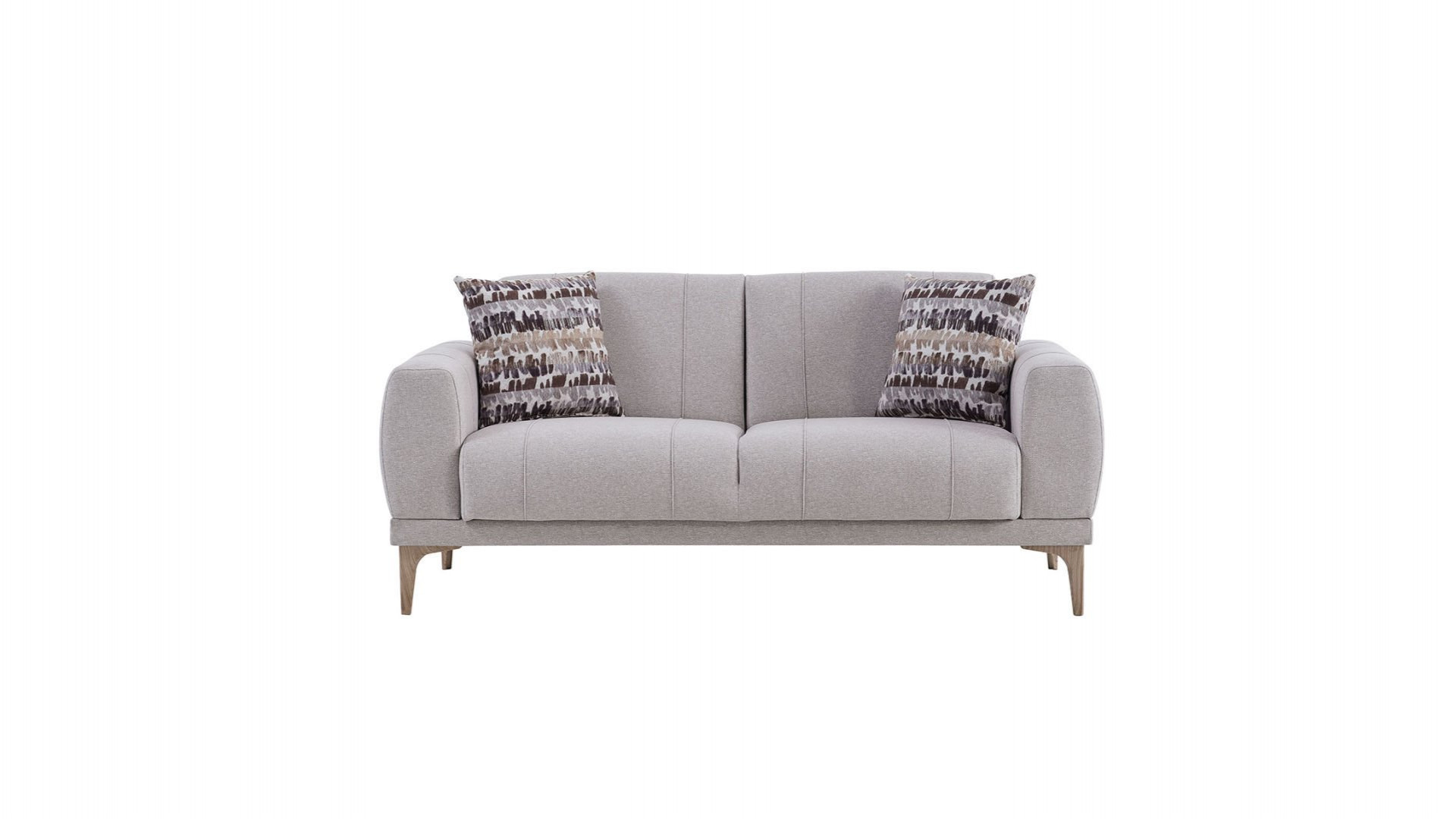 Porto 2er-Sofa - Creme - Eiche-Füße