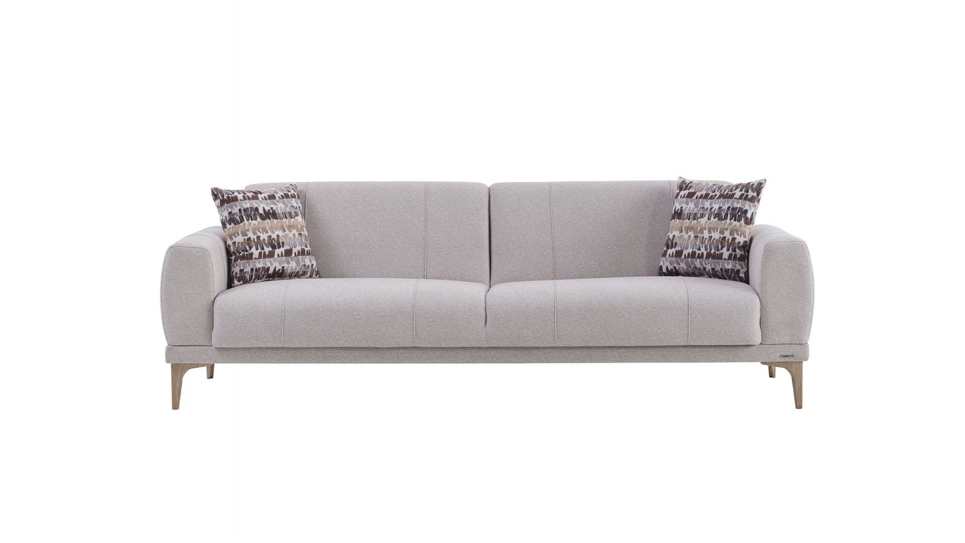 Porto 3er-Sofa - Creme - Eiche-Füße