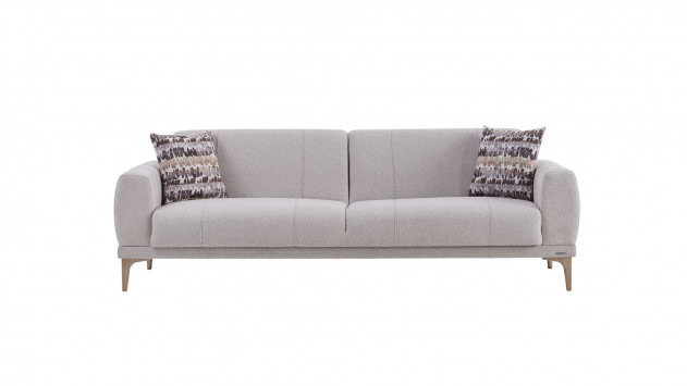 Porto 3er-Sofa - Creme - Eiche-Füße