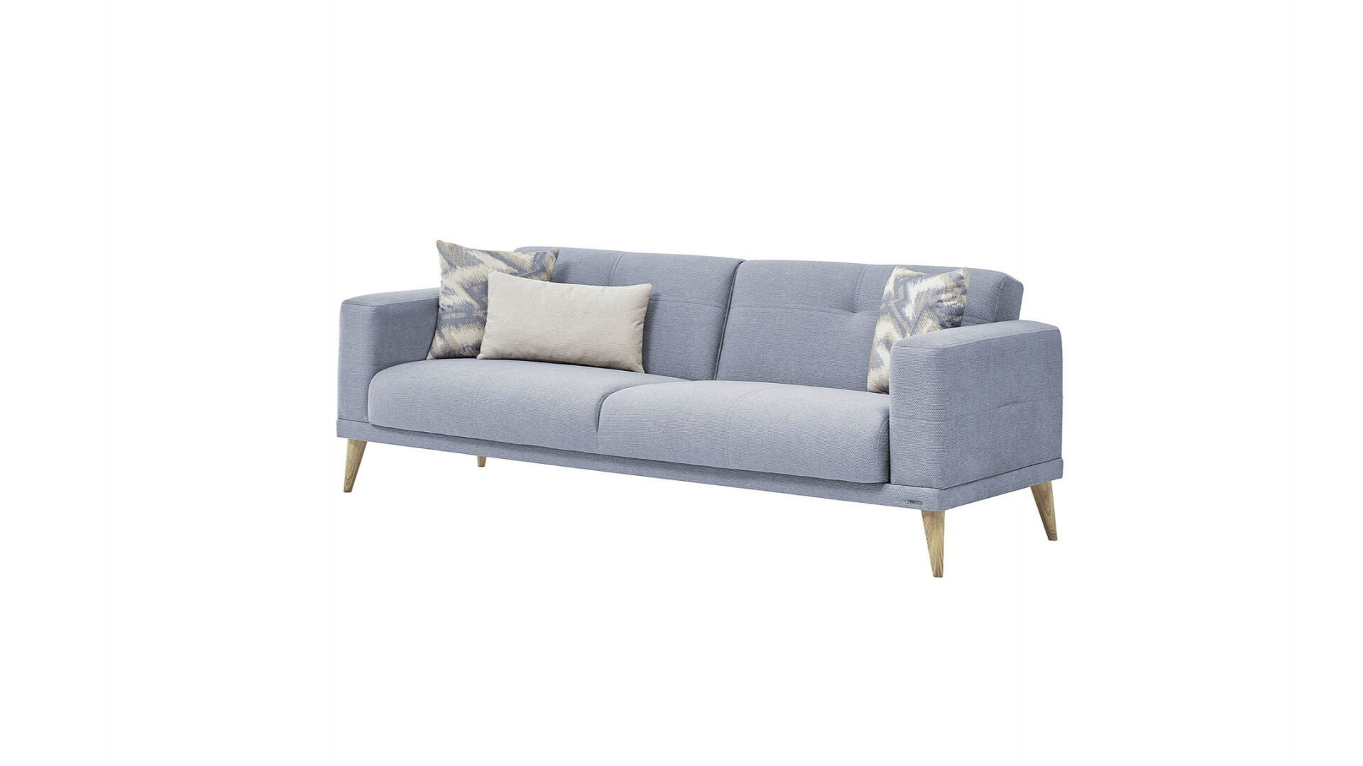 Caldera 3er-Sofa - Blau - Eiche-Füße