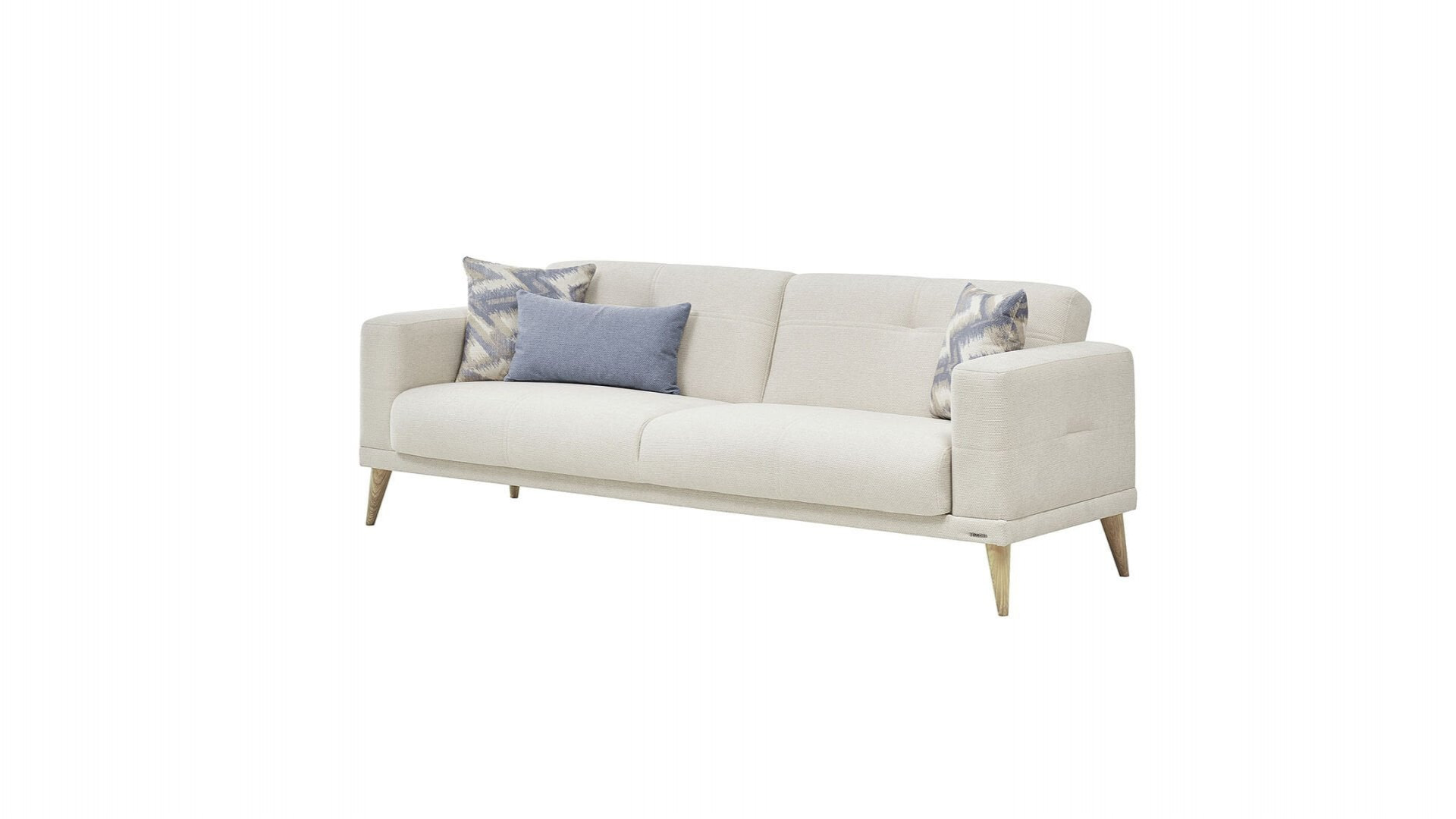 Caldera 3er-Sofa - Creme - Eiche-Füße