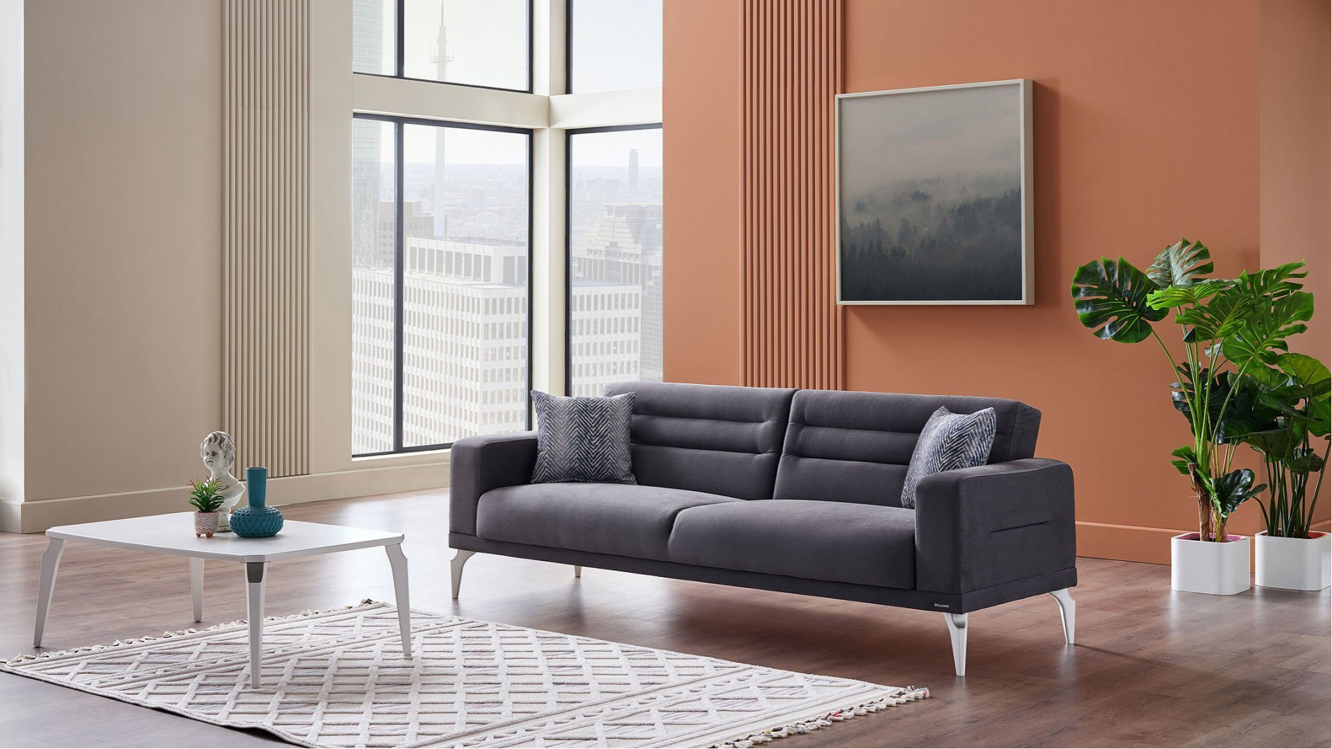 Majer 3er-Sofa - Anthrazit