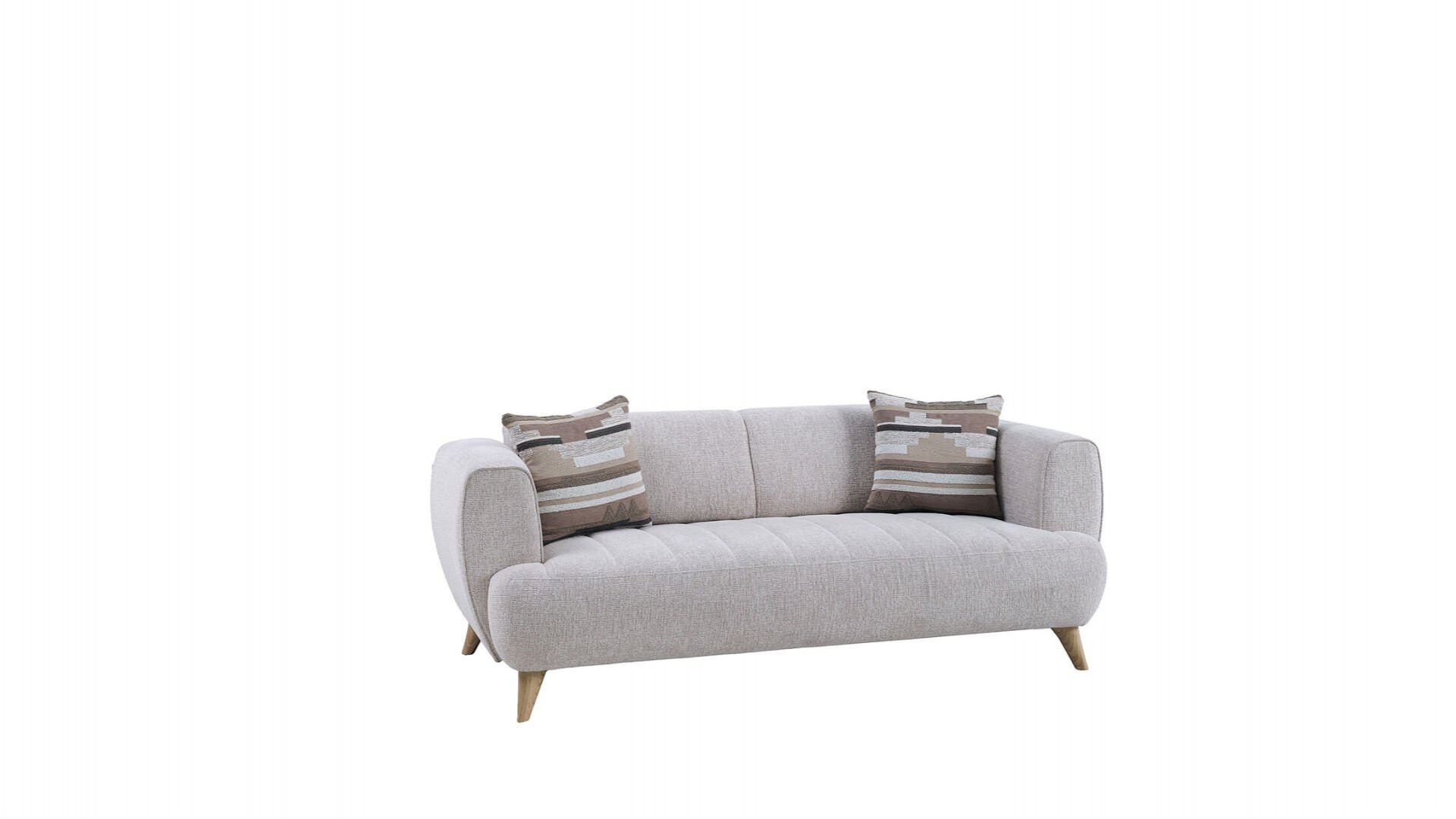 Mona 2er-Sofa - Beige - Eiche-Füße