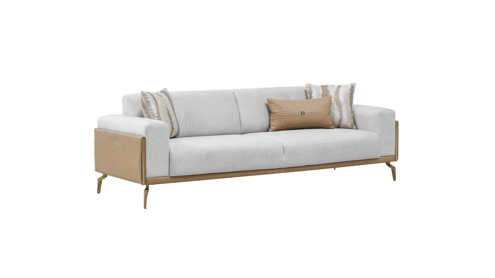 Montella 3er-Sofa - Taupe - Kahve - Gelb-Füße