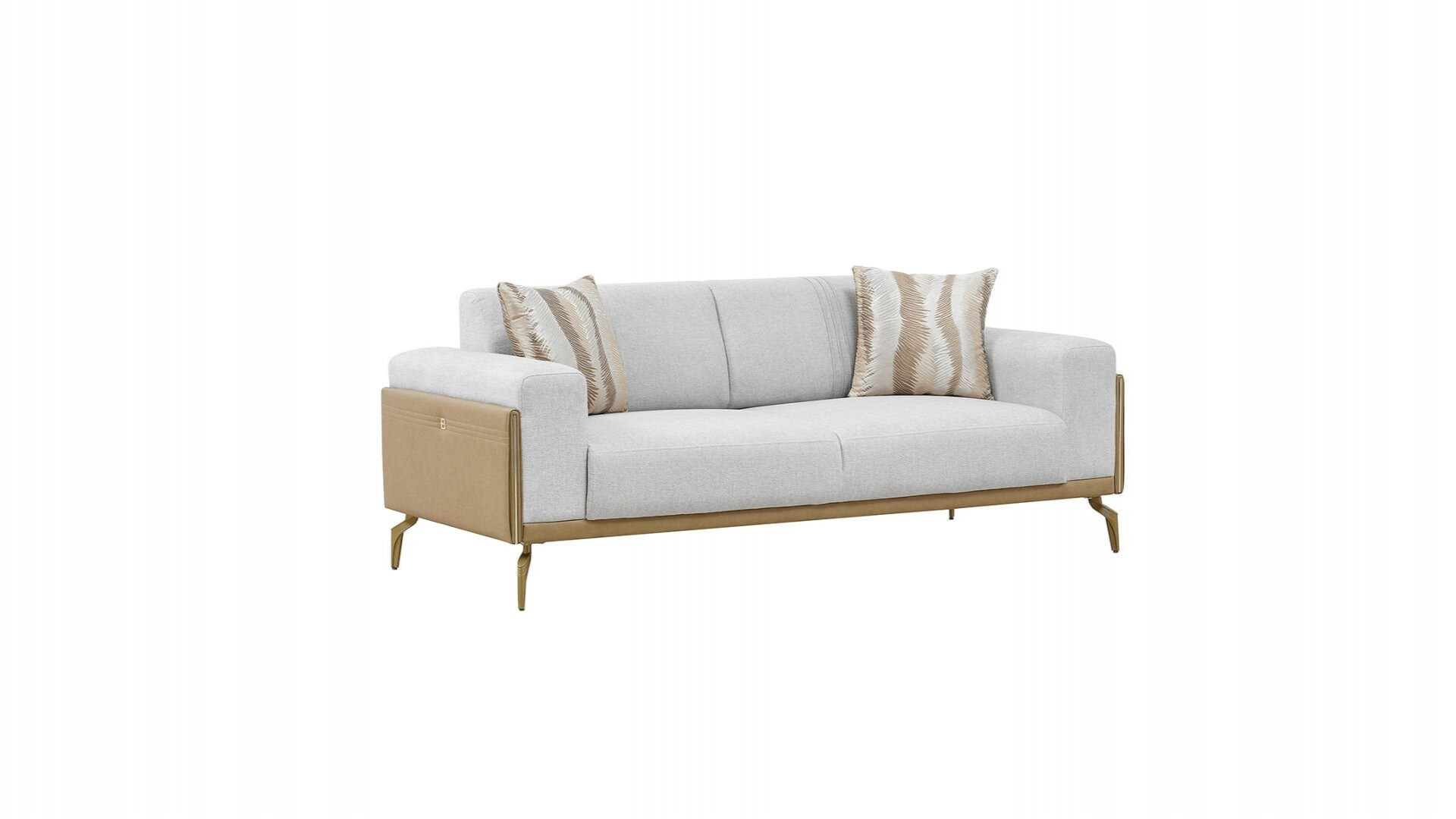 Montella 2er-Sofa - Taupe - Kahve - Gelb-Füße