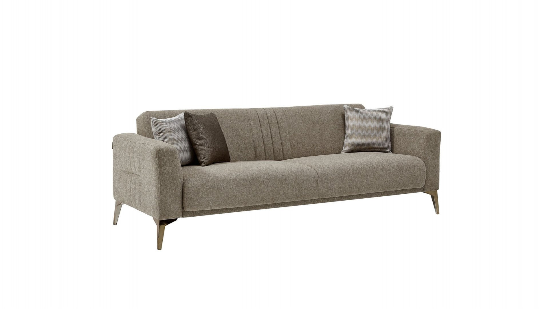 Nadia 3er-Sofa - Taupe - Bronz-Füße