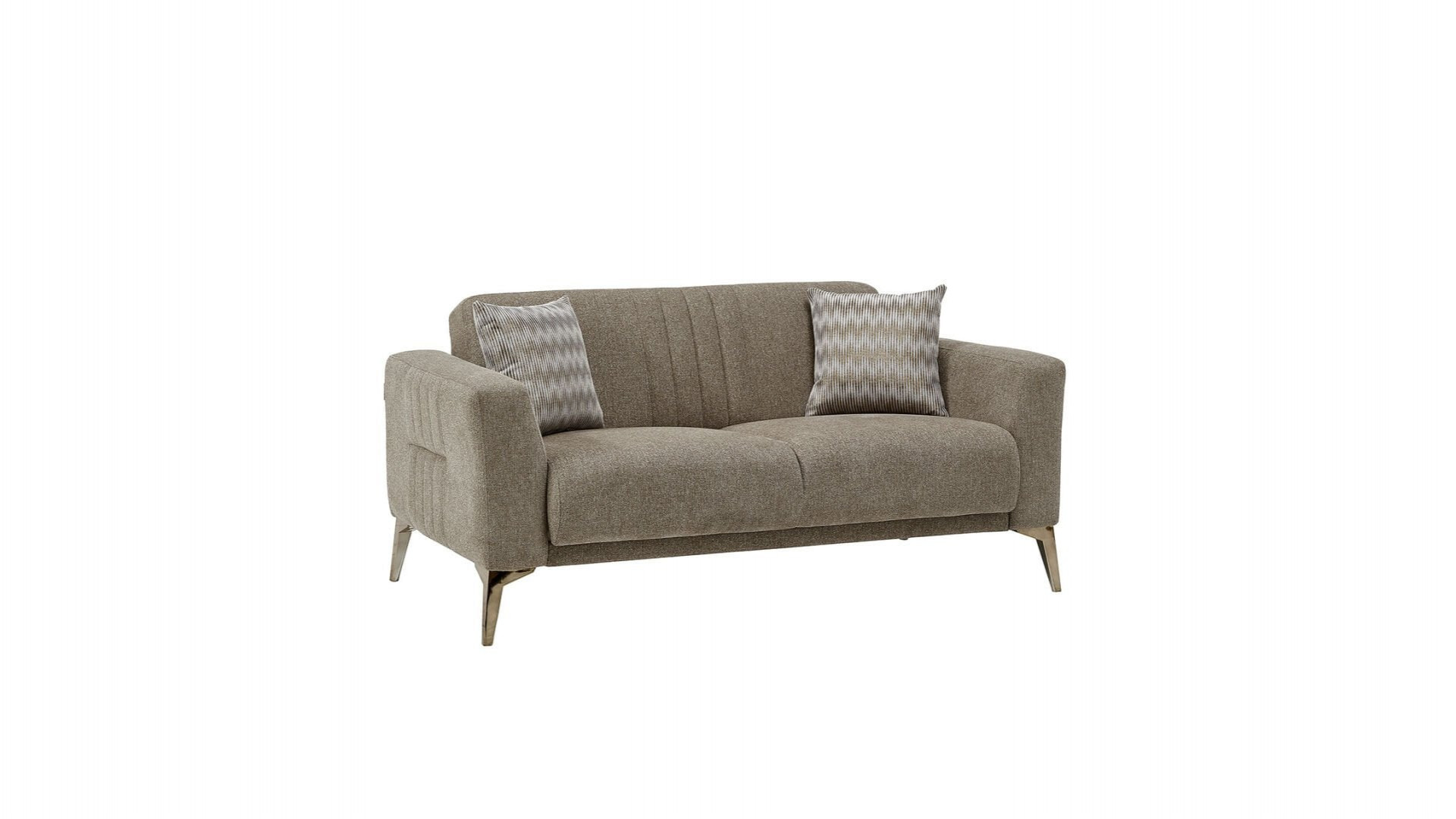 Nadia 2er-Sofa - Taupe - Bronz-Füße