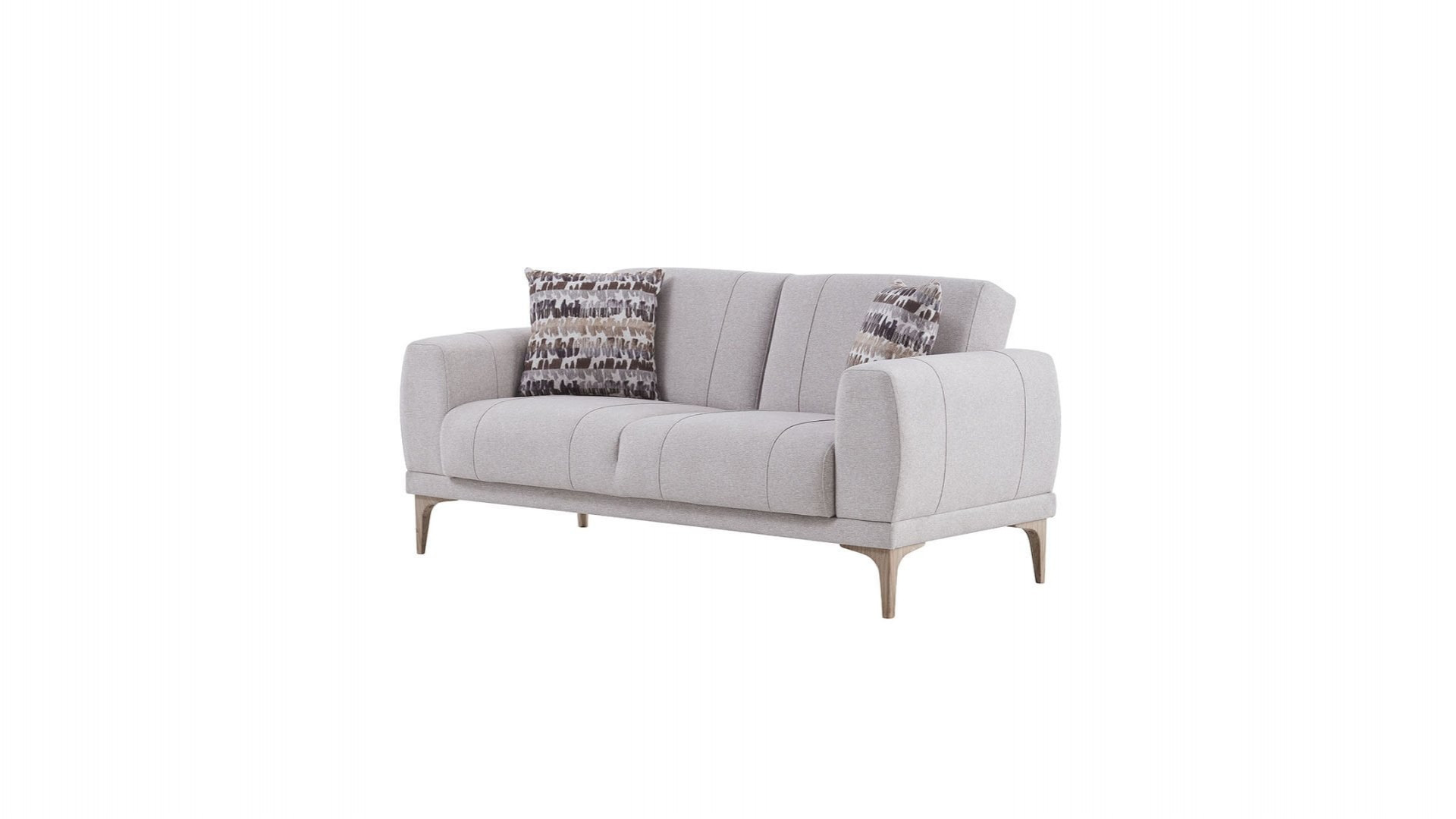 Porto 2er-Sofa - Creme - Eiche-Füße