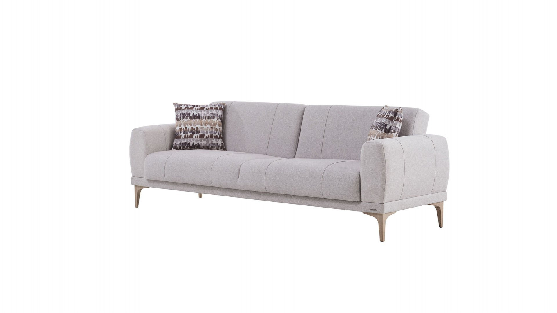 Porto 3er-Sofa - Creme - Eiche-Füße