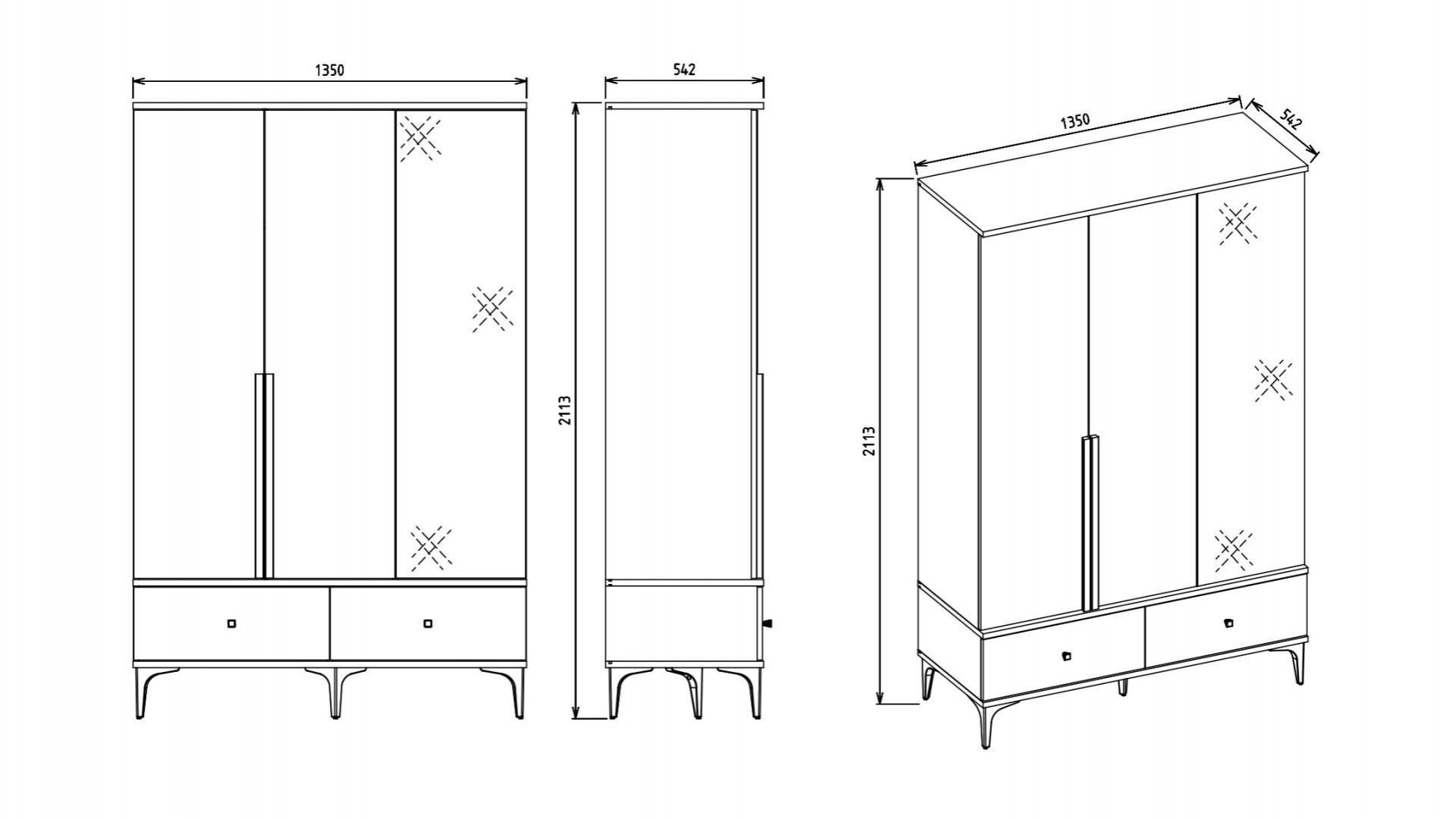 Anton 3-türiger Kleiderschrank
