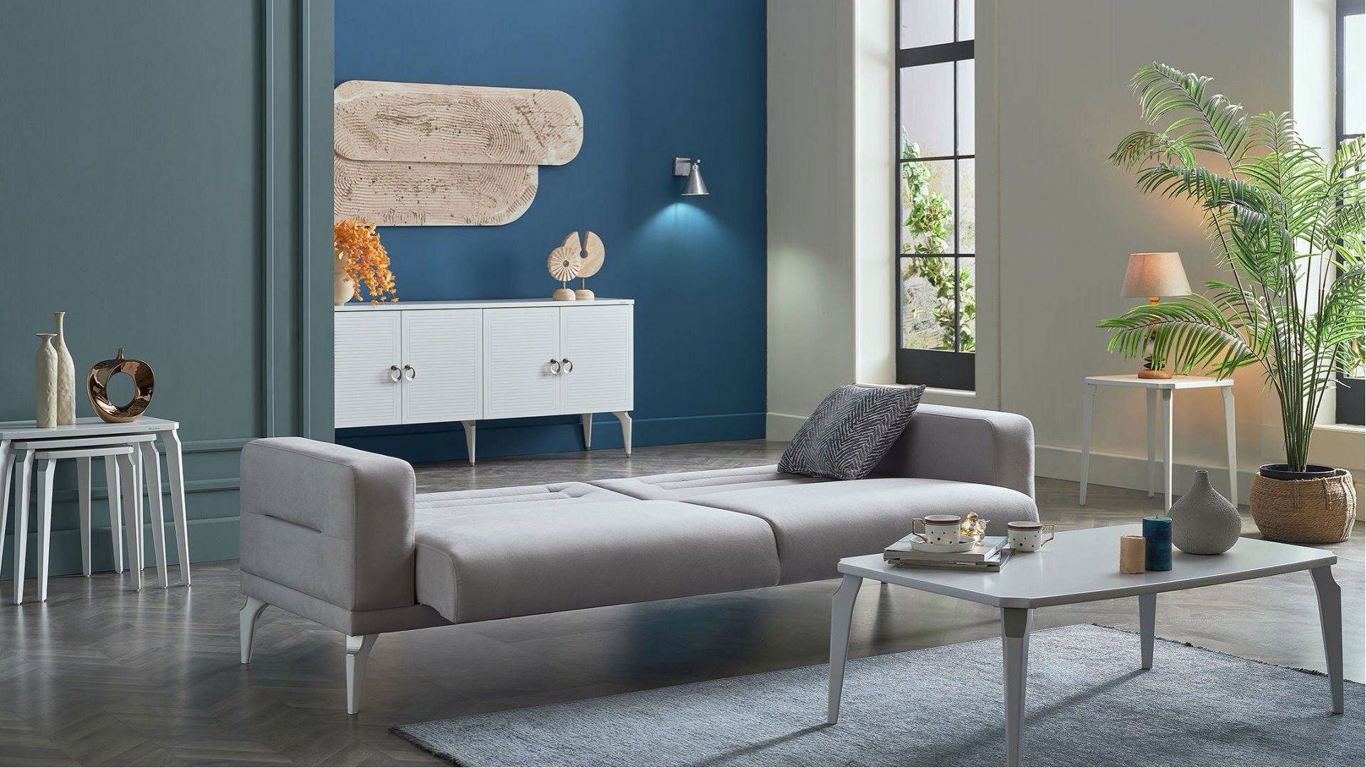 Majer 3er-Sofa - Grau