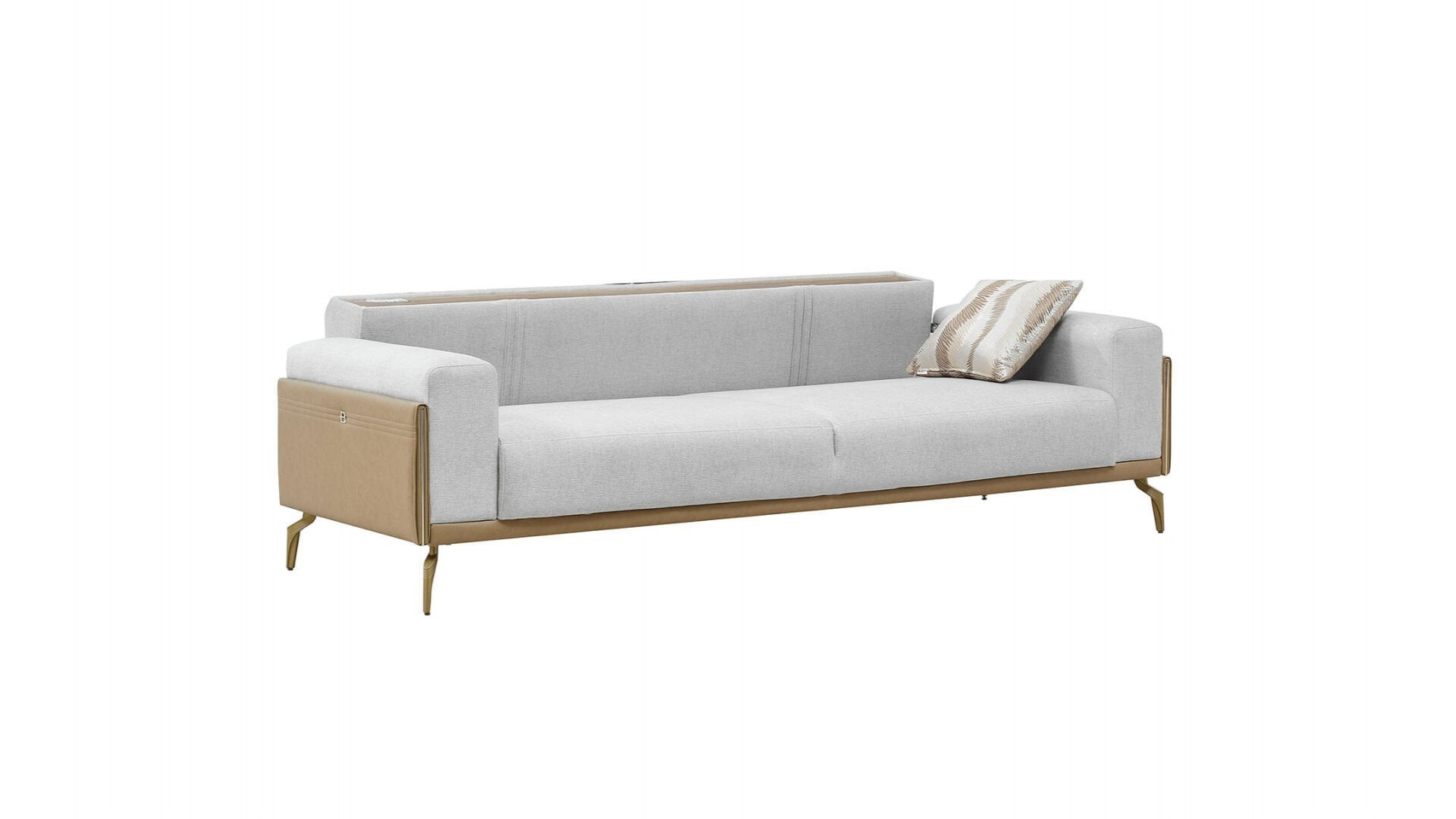 Montella 3er-Sofa - Taupe - Kahve - Gelb-Füße