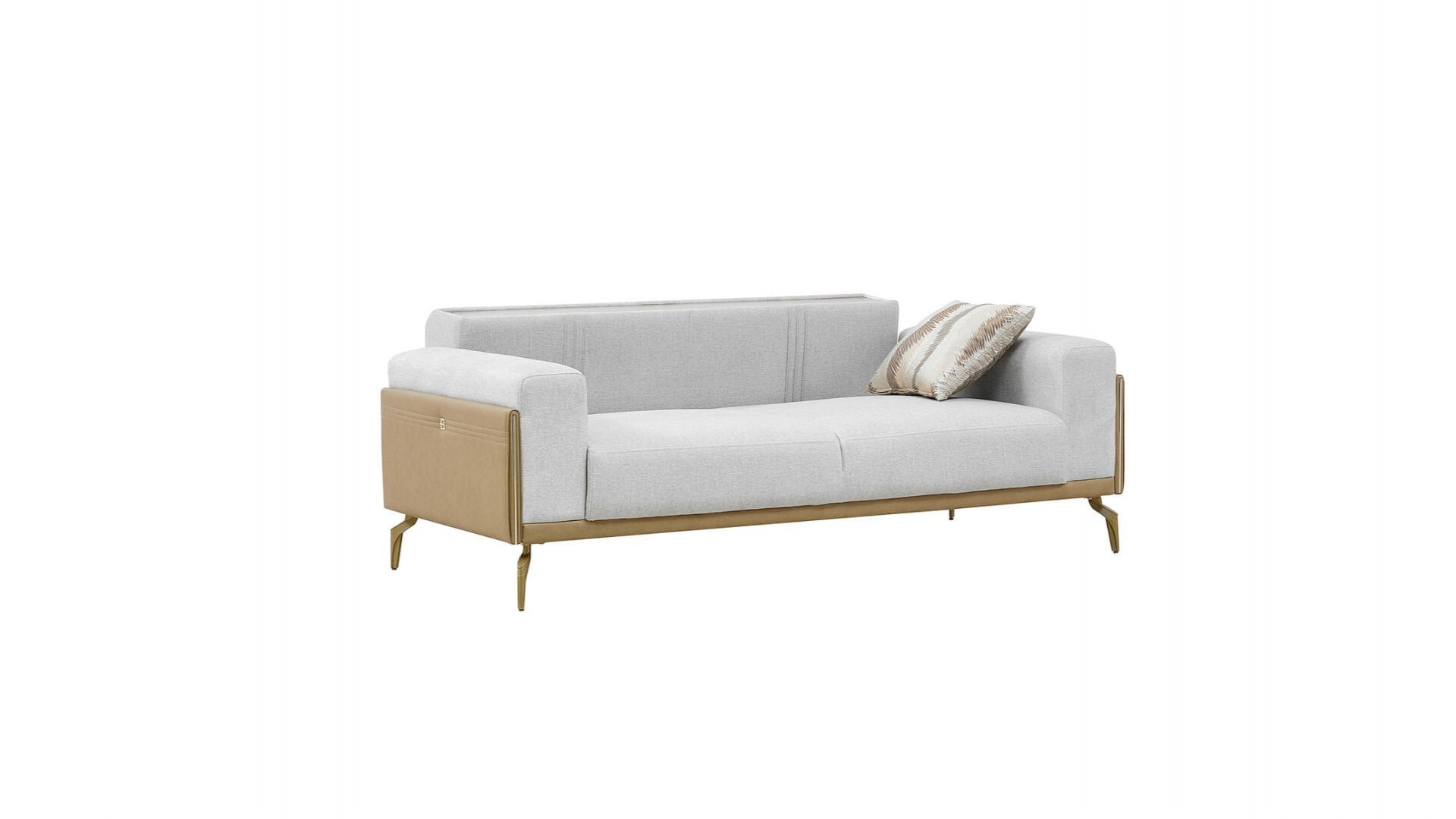 Montella 2er-Sofa - Taupe - Kahve - Gelb-Füße