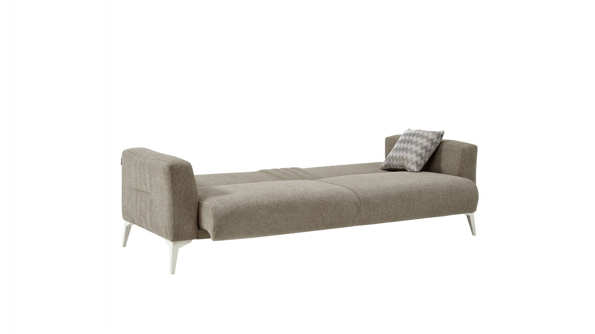 Nadia 3er-Sofa - Taupe - Weiß-Füße