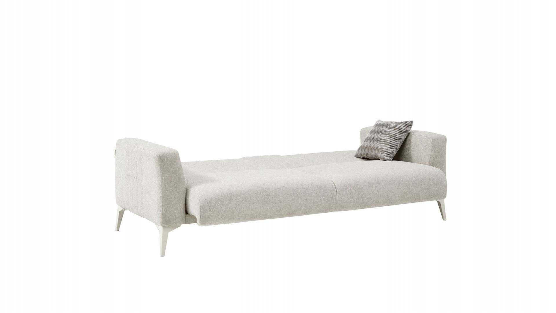 Nadia 3er-Sofa - Creme - Weiß-Füße