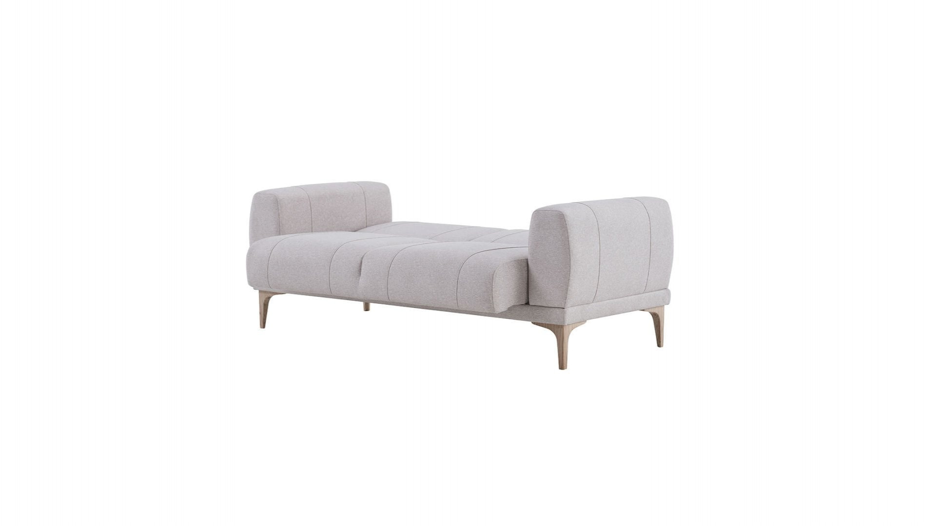 Porto 2er-Sofa - Creme - Eiche-Füße