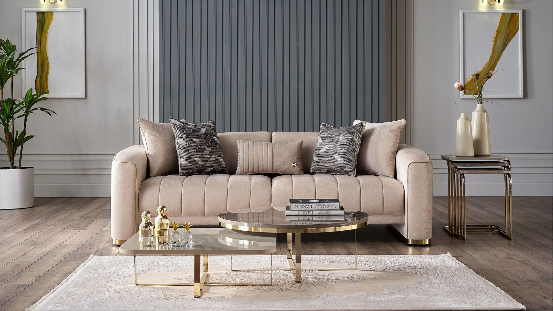 Veronica 3er-Sofa - Taupe