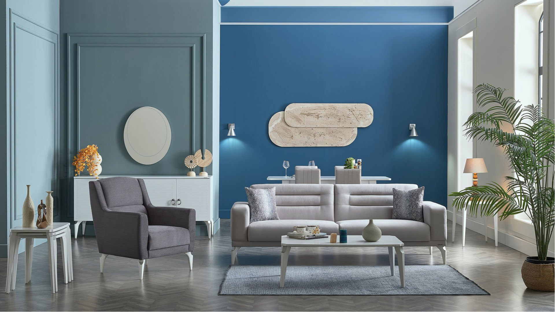 Majer 3er-Sofa - Grau