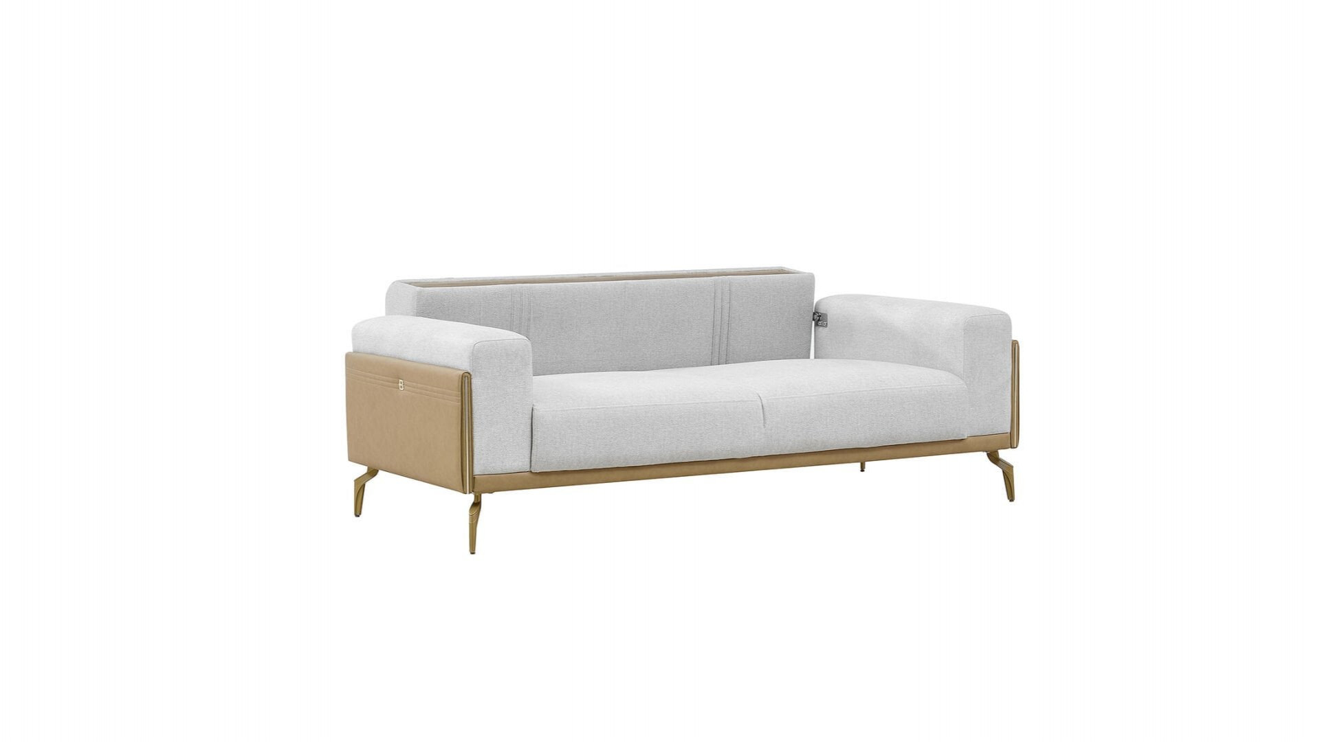 Montella 2er-Sofa - Taupe - Kahve - Gelb-Füße