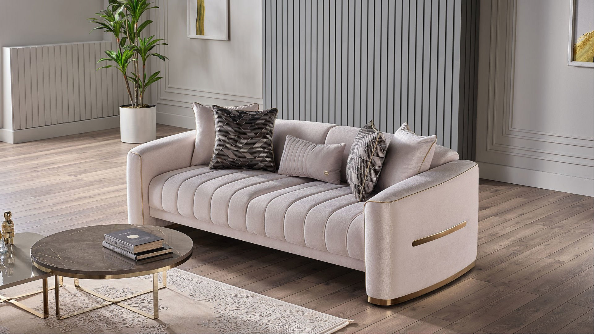 Veronica 3er-Sofa - Beige