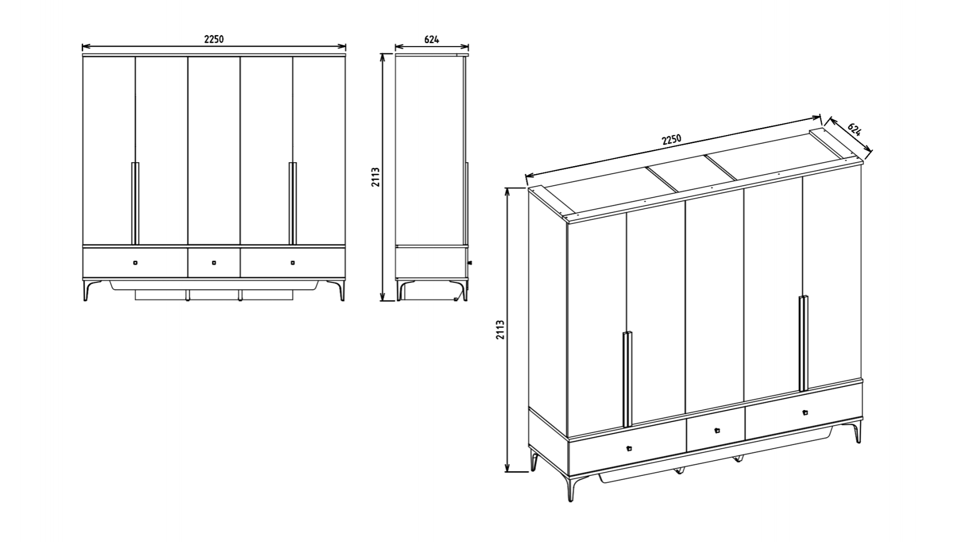 Anton 5-türiger Kleiderschrank