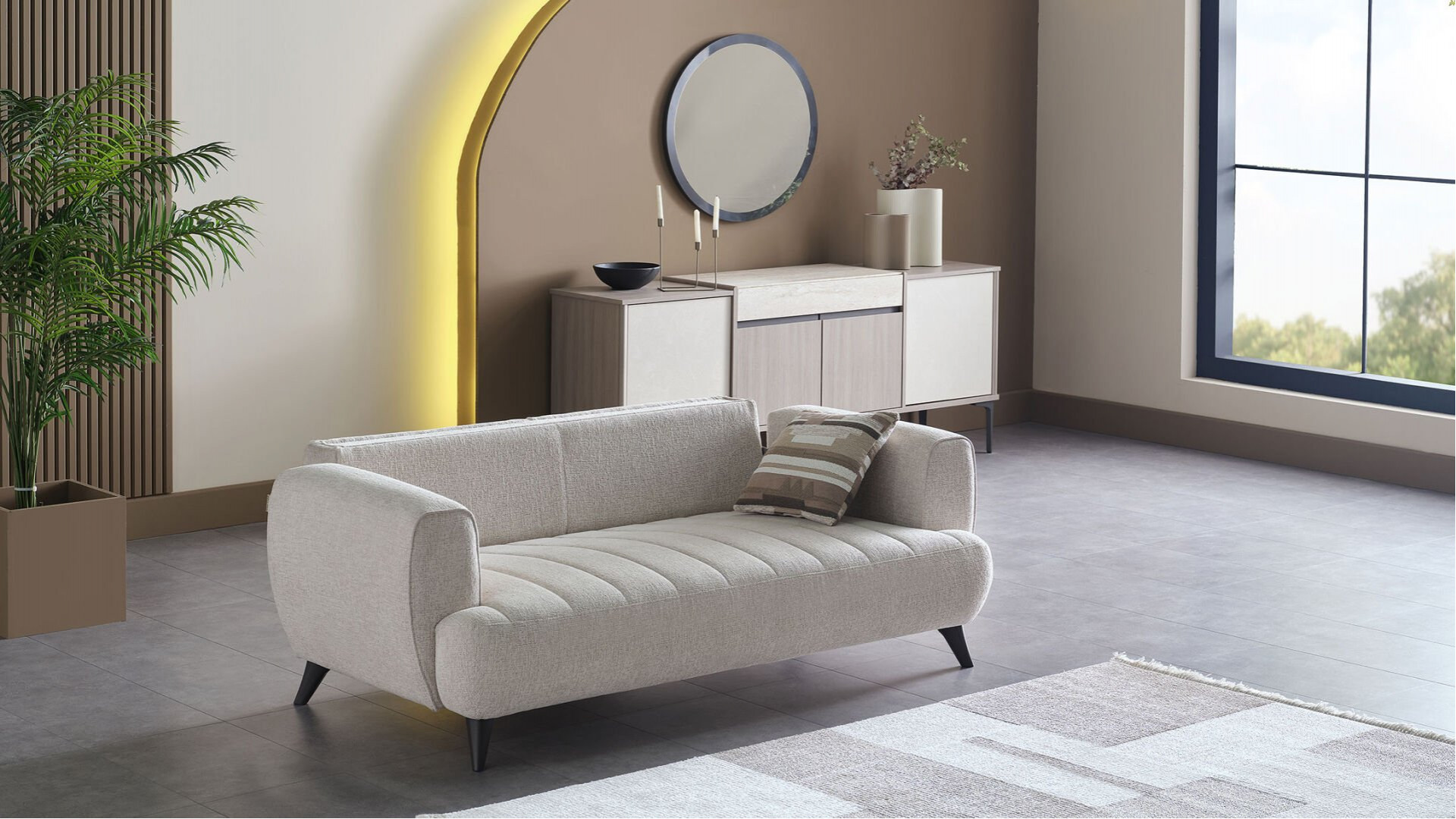 Mona 2er-Sofa - Beige - Kahve-Füße