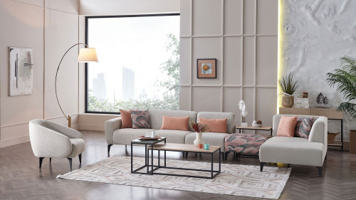 Orleon Wohnlandschaft Modular - Taupe - Schwarz-Füße