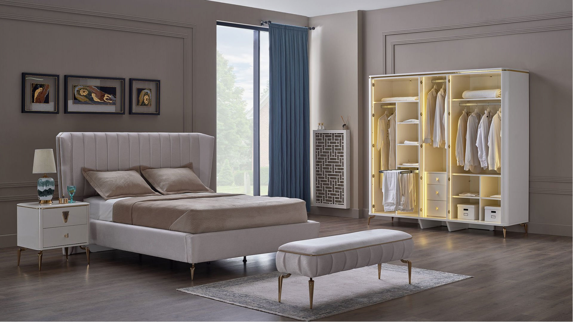 Plaza 5-türiger Schrank - Elfenbein