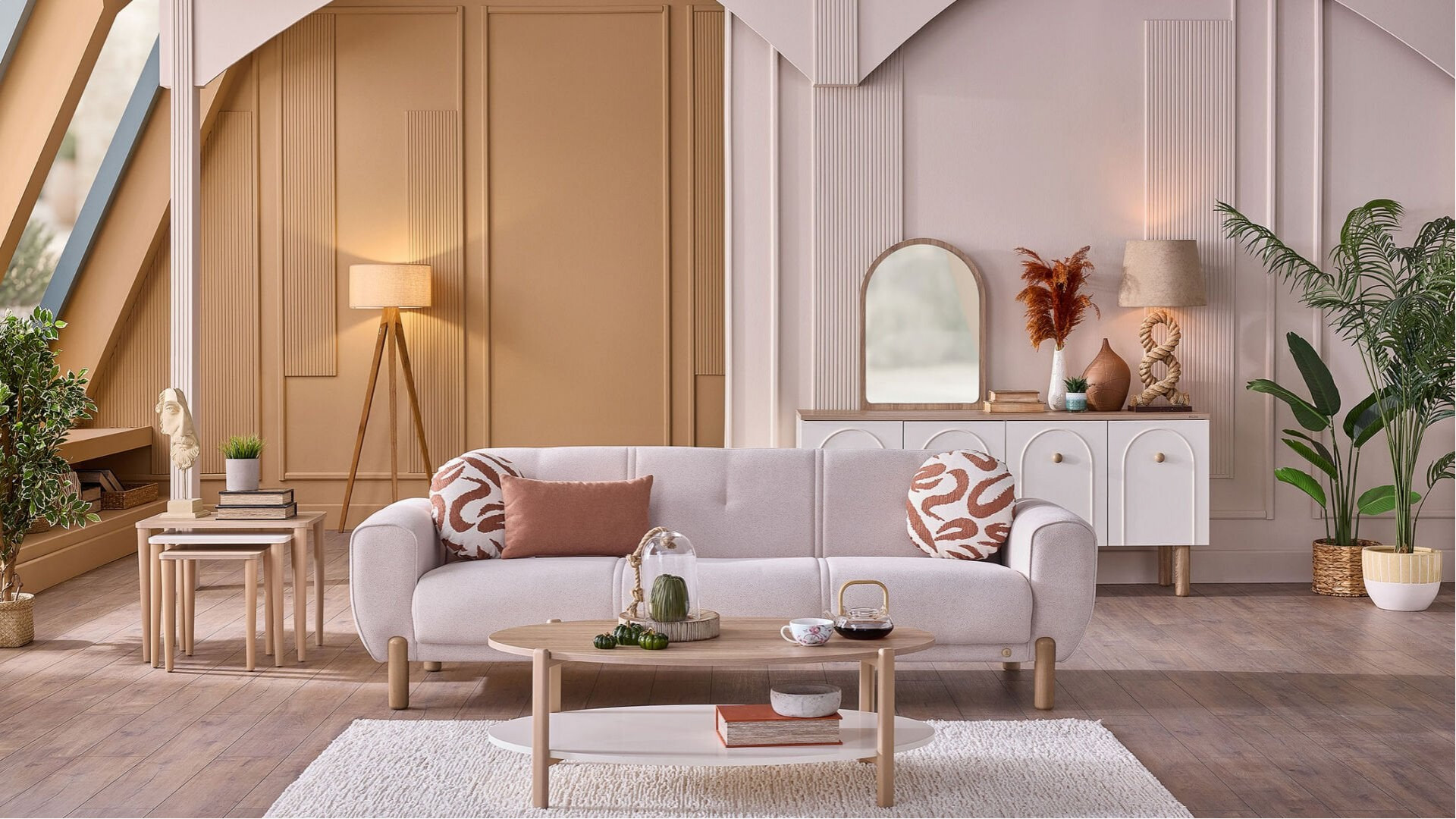 Rozy Bohem 3er-Sofa - Beige