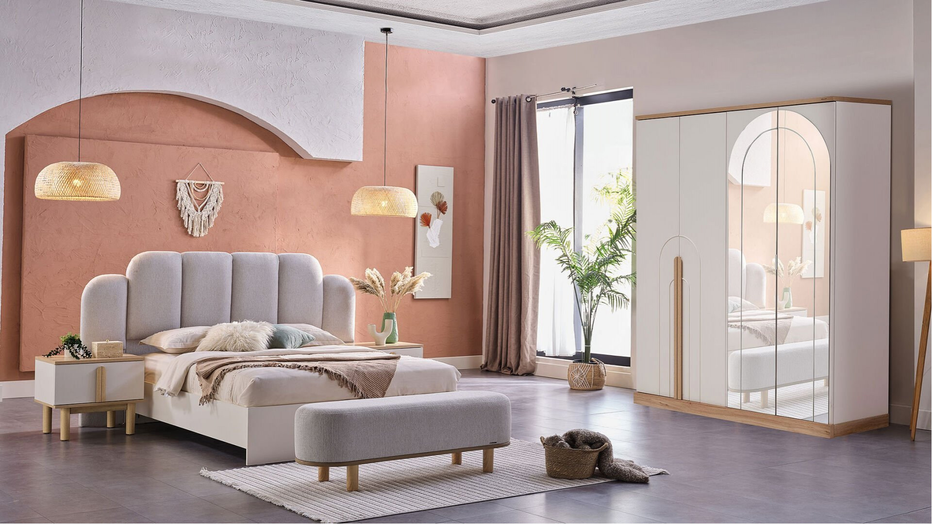 Boheems 4-türiger Kleiderschrank