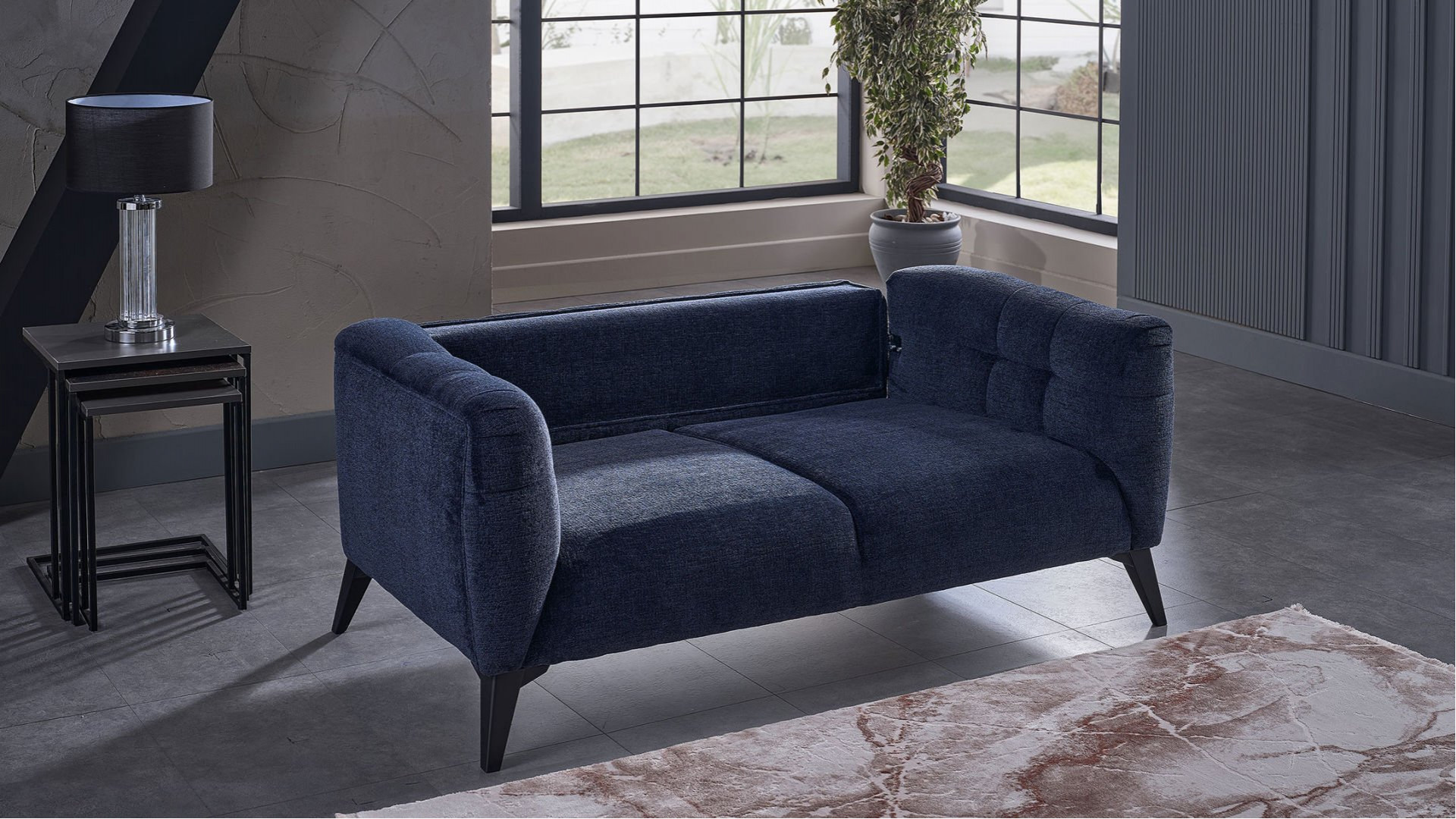 Indiana 2er-Sofa - Schwarze Füße