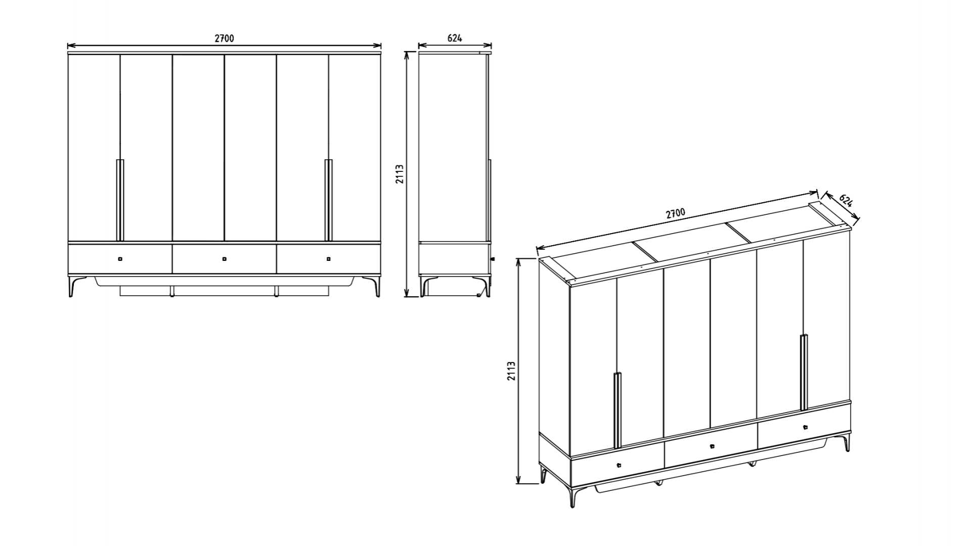 Anton 6-türiger Kleiderschrank
