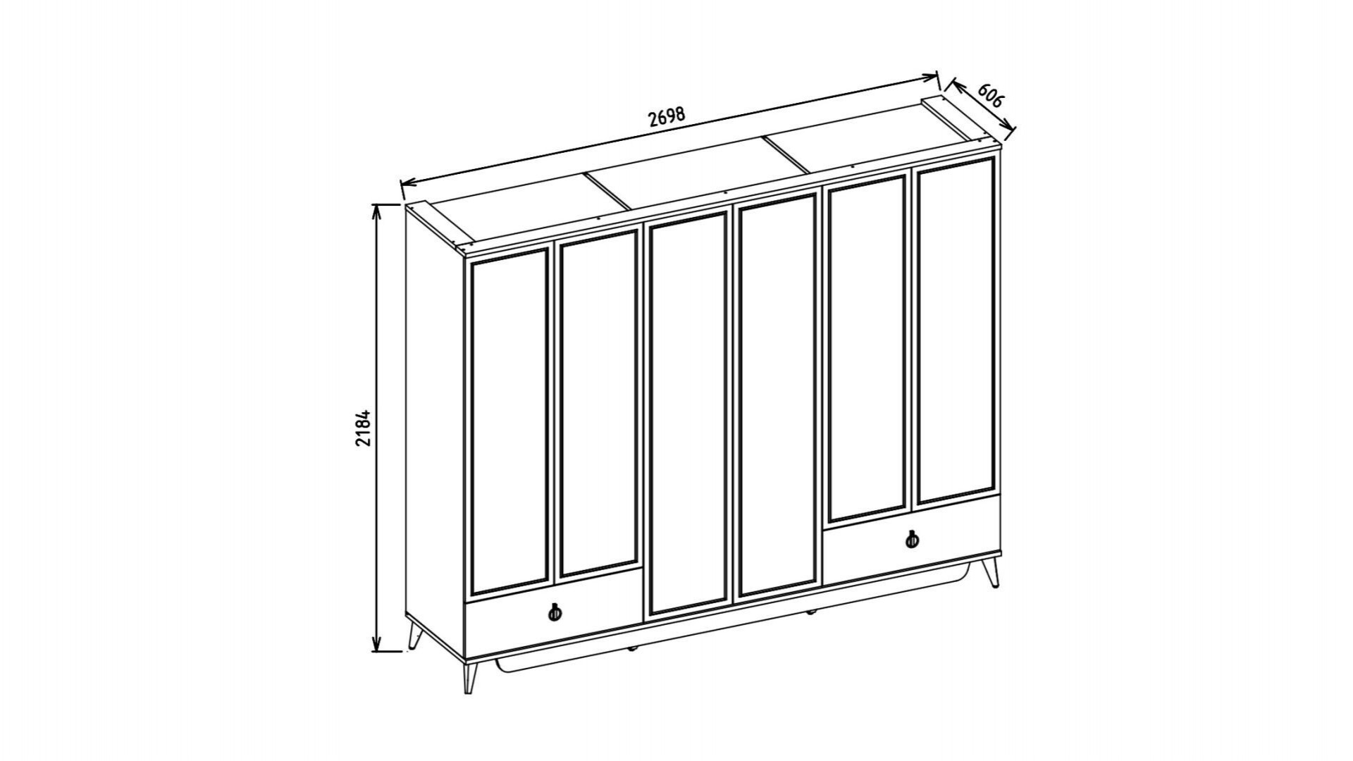 Caldera 6-türiger Kleiderschrank