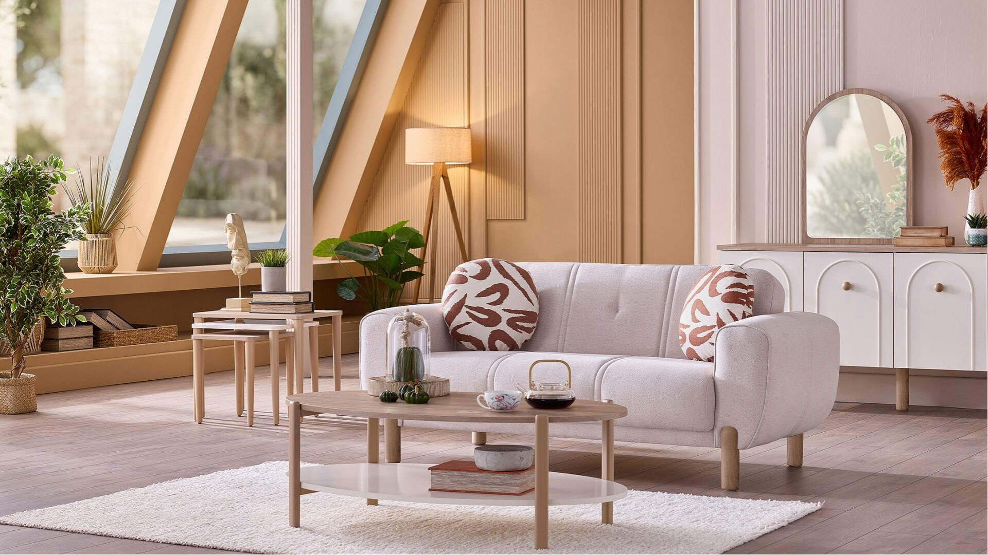Rozy Bohem 2er-Sofa - Beige