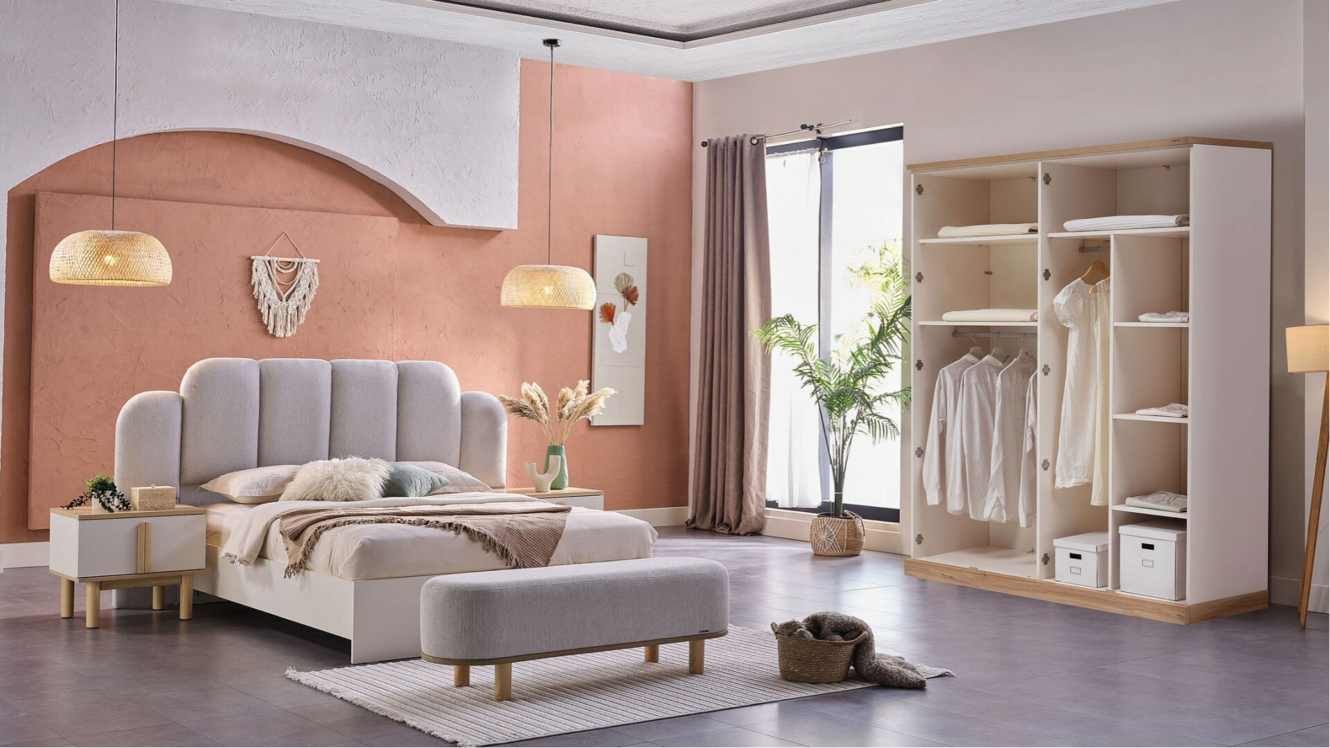 Boheems 4-türiger Kleiderschrank